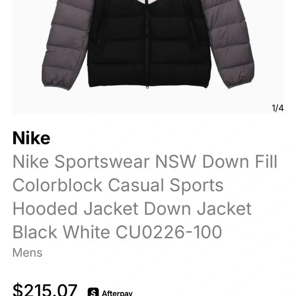Nike White and Gray Puffer Jacket with Hood Men